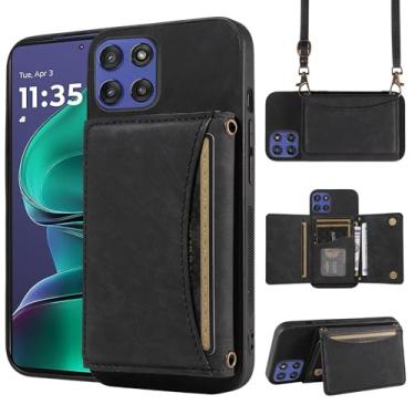 Imagem de Capa de telefone para Motorola Moto G Stylus 5G 2025 capa carteira com alça de ombro transversal, couro PU, porta-cartão de crédito, bolso fino, acessórios para celular, bolsa flip para celular G5