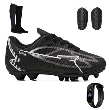 Imagem de Kit Chuteira Infantil Macia de Trava + Meião + Caneleira e Relógio Digital-Masculino