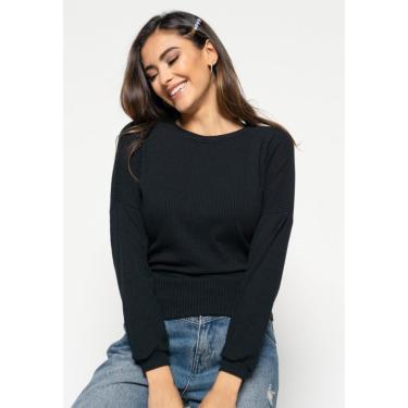 Imagem de Blusa Morcego Salvatore Gola Canoa Manga Longa Canelada-Feminino