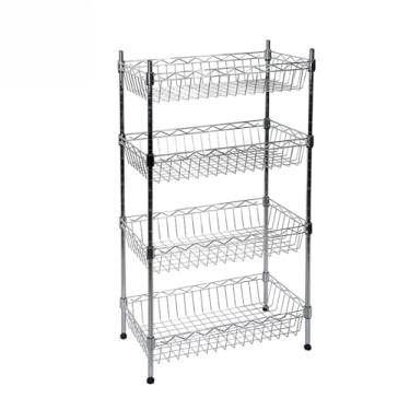 Imagem de Estante Multiuso de Aço Cromado com 4 Cestos Ajustáveis