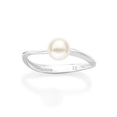 Imagem de Anel Solitário com Pérola Prata 925 Rommanel 810380 Tamanho:20Cor:PERO