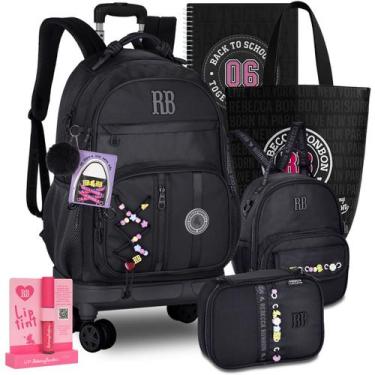Imagem de Kit Escolar Mochila RB Rebecca Bonbon Carrinho Lancheira Estojo Reforç