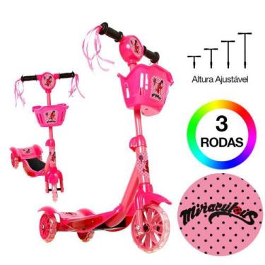 Imagem de Patinete de Menina Barbie 3 Rodas Brinquedo Criança Com Led - DM Toys