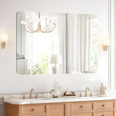 Imagem de TRAVEVA Espelho sem moldura para penteadeira de banheiro, com borda polida, pendurado horizontal ou verticalmente, entradas, quarto, inquebrável (Y - 40,6 x 50,8 cm)