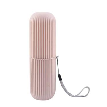 Imagem de Pasta de dente portátil e estojo de armazenamento de escova de dentes, organizador de viagem e acampamento, protetor de ferramentas odontológicas à prova de poeira (rosa)