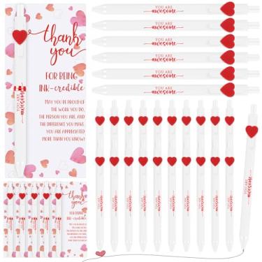 Imagem de Jetec 50 conjuntos de canetas de dia dos namorados a granel presentes de agradecimento de funcionários com cartão de agradecimento, rosa engraçado, lembrancinhas de dia dos namorados para professores