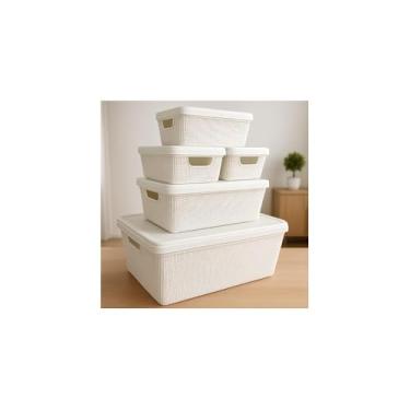 Imagem de Caixa Organizadora Plástica com Tampa, 15 Litros, Transparente e Branca, Empilhável, 18,8x24,5x33cm, para Armazenamento Multiuso