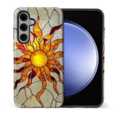 Imagem de CARLOCA Capa para Samsung Galaxy S25 FE, design de vitral celestial Sun Stars - Proteção dupla híbrida TPU macio + PC rígido, capa à prova de choque antiarranhões masculina e feminina elegante capa