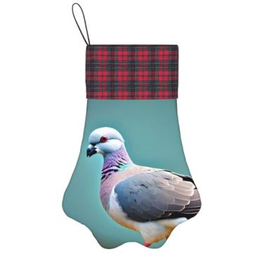 Imagem de SKKNT Desenho animado pombo 4 meias de Natal animais de estimação decoração de natal cães gatos árvore decoração doce presente conveniente