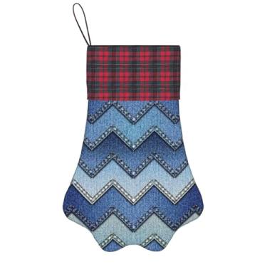 Imagem de SKKNT Meias de Natal com estampa de jeans azul gradiente, animais de estimação, decoração de Natal, cães, gatos, árvores, doces, presente, conveniente