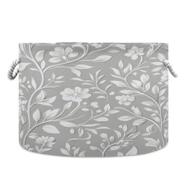 Imagem de JUZIHAI Cesta de armazenamento floral abstrata dobrável, cesto de roupa suja para bebê, cobertor com alças de corda de algodão, caixa de brinquedos dobrável, organizador de armário para quarto