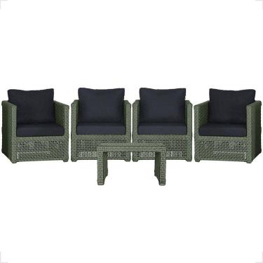 Imagem de Mesa E 4 Poltronas Madri Corda Náutica Estofado 12 Trama Verde