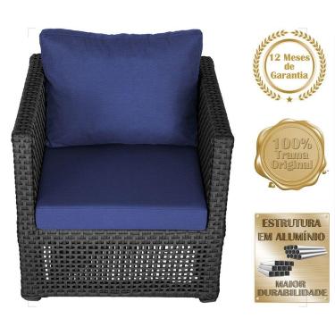 Imagem de Mesa E 1 Poltrona Madri Corda Náutica Estofado 10 Trama Preto