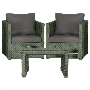 Imagem de Mesa E 2 Poltronas Madri Corda Náutica Estofado 11 Trama Verde