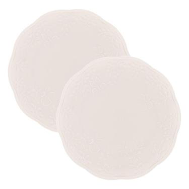 Imagem de Jogo 2 Prato De Sobremesa Porcelana New Bone Butterfly Branco Off White Lyor 19cm