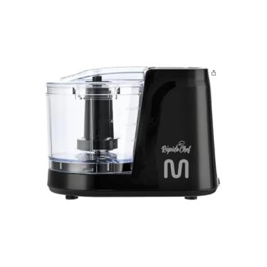 Imagem de Mini Processador Triturador Elétrico, 100W, 350ml, Preto, 2 Lâminas, 127V, Copo Transparente, para Carnes, Frutas e Legumes