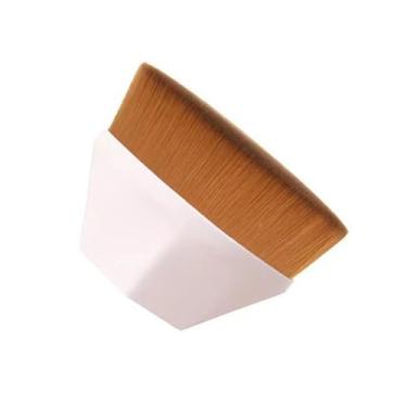 Imagem de Pincel de maquiagem Foundation Flat Top Kabuki Hexagon Face Blush (Branco)