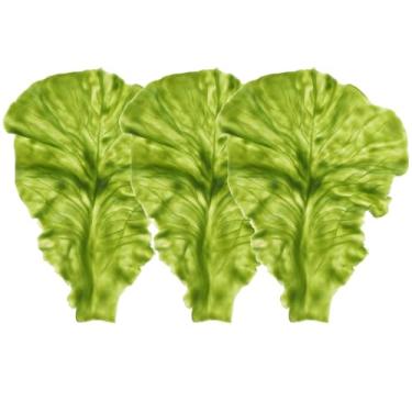 Imagem de UKCOCO Conjunto de 3 Folhas de Alface Artificiais - Folhas de Alface Verdes de Simulação - Modelo de Vegetais Artificiais Em Pvc, Alimentos Realistas para Decoração de Casa, Cozinha, Festas E