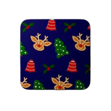 Imagem de Ladrilho Decorativo de Cerâmica Estampa Natal 30x30 cm Biscoitos de Gengibre e Árvore