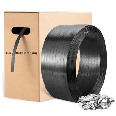 Imagem de Embalagem resistente 5/20.3 cm x 1000' Polipropileno (PP) cintagem com kit de caixa de autodistribuição - Correias de paletes de grau industrial, resistência à ruptura de 453.6 kg (1700' x 5/20.3 cm)