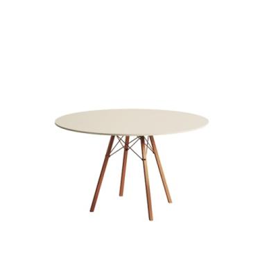 Imagem de Mesa de Jantar London Base de Ferro Modelo Tubular 4 Pés Tampo de Madeira 90cm Redondo