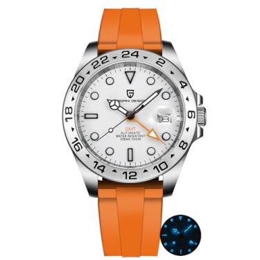 Imagem de CEYADG Pagani Design relógios masculinos mecânicos automáticos GMT analógicos vidro safira aço inoxidável esporte à prova d'água luminoso relógios de pulso masculinos, Alça laranja