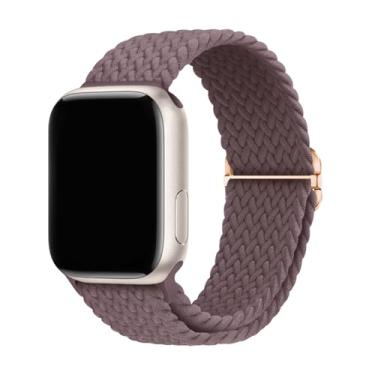 Imagem de Pulseira trançada elástica de nylon esportiva compatível com Apple Watch 49 mm, 46 mm, 45 mm, 44 mm, 42 mm, 41 mm, 40 mm e 38 mm para séries 11/10/9/8/7/6/5/4/3/SE/Ultra, 2 homens e mulheres (roxo