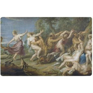 Imagem de Impressão personalizada Rubens Diana Nymphs Painting Capacho Bonito Grande Engraçado Tapete de Boas-Vindas Tapete de Porta Frontal de Outono Tapetes de Porta Interior para Entrada, 81 cm x 50 cm