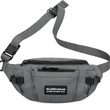 Imagem de Pochete Bolsa Transversal Coreana Moderna Unissex – Nylon Impermeável, Estilo Urbano, Ajustável para Cintura ou Peito (cinza)