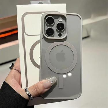 Imagem de Capa magnética transparente preta para iPhone 16 15 14 Plus 13 12 11 Pro Max com carregamento sem fio e proteção rígida de acrílico