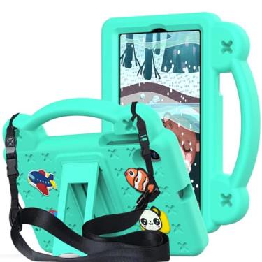 Imagem de QYiiD Capa infantil para tablet Onn. 7 polegadas 2024, proteção total à prova de choque EVA leve, alça de ombro dobrável para tablet Onn. Modelo de 7 polegadas geração 4 2024, verde