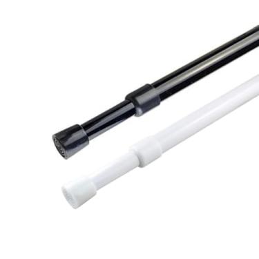 Imagem de Blu-Pier Tech 2 peças de varão de cortina de tensão de mola – extensível 71 cm a 109 cm de largura, 1,58 cm de diâmetro, pequeno, branco