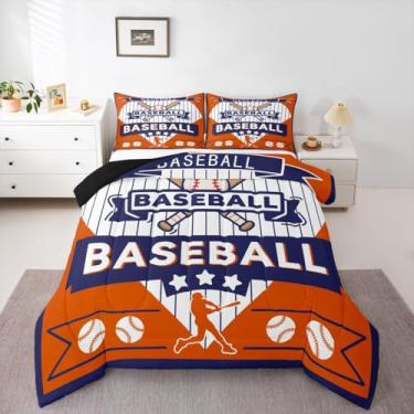 Imagem de jejeloiu Conjunto de edredom de beisebol para todas as estações, Detroit, com 1 fronha, beisebol, cidade de microfibra, roupa de cama de solteiro, esportiva, decoração de quarto, edredom respirável