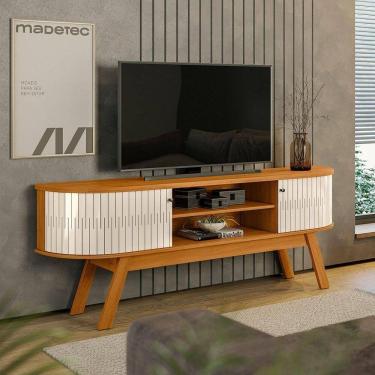 Imagem de Rack Tv 75 Pol 183cm Bancada Para Sala Enzari Cinamomo-off White M20 - D`rossi