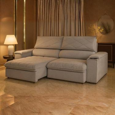 Imagem de Sofá Konrad Retrátil Reclinável Mônaco 2,10 Metros Bouclê Cinza