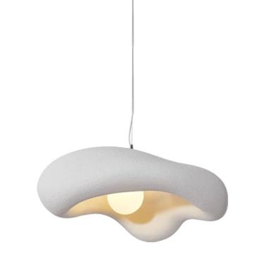 Imagem de Luminária pendente nórdica moderna em resina, com 1 lâmpada, estilo minimalista, ideal para escadas, bares, bancadas, salas de estar e jantar, e decoração de casa. Lâmpadas LED em resina.