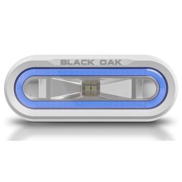 Imagem de Black Oak Low Pro Luzes espalhadoras marítimas à prova d'água – Barra de luz LED para deck ou doca, 2000 lúmens, feixe de 120°, IP69K, suporte (caixa branca, halo azul)