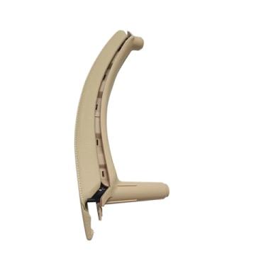 Imagem de Maçaneta interna esquerda e direita da porta do passageiro com conjunto de capa de couro compatível com BMW X5 X6 E70 E71 E72 2007-2014(Right Beige)