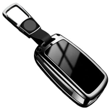 Imagem de Liga de carro dobrável chave capa fob caso titular escudo compatível com audi c5 c6 r8 a1 a3 a4 a5 a6 a7 q3 q5 q7 s6 b6 b7 b8 8p 8v 8l tt rs rs3 s3(A-silver chain)