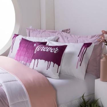 Imagem de kit edredom MACIO 7 peças SOLTEIRO, QUEEN E KING estampado (Rosa, So)