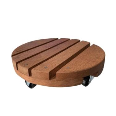 Imagem de Suporte para Vaso de Planta，Carrinho Suporte Para Vaso 20cm 25cm 30cm Redondo Madeira Tratada Cedro(20cm)