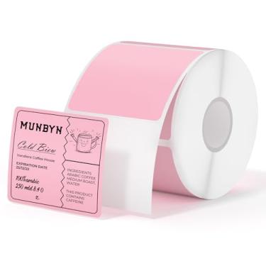 Imagem de MUNBYN Etiquetas térmicas quadradas de 5 x 5 cm, compatíveis com várias impressoras térmicas, adesivo forte, etiquetas de endereço brancas para código de barras, 750 folhas/rolo, rosa