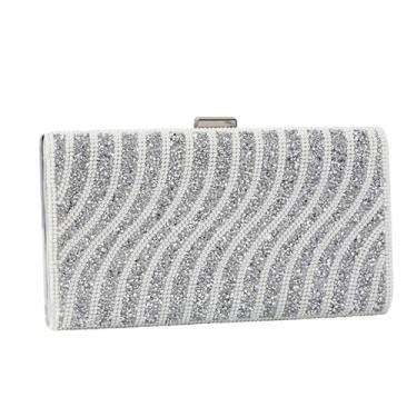 Imagem de WIGUYUN Bolsa de mão feminina com strass, bolsa tiracolo com corrente formal, bolsa tiracolo com glitter, festa, casamento, noite, clutch, B - prata, One Size