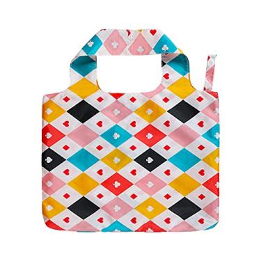 Imagem de Sacolas de compras reutilizáveis dobráveis supermercado ombro grandes Oxford bolsas mão fáceis usar convenientes para uso diário