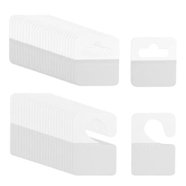 Imagem de PATIKIL Abas para pendurar 1,4 x 2 / 1,5 x 1,6 polegadas, 120 peças de etiquetas transparentes para pendurar abas autoadesivas para pendurar etiquetas de orifício para lojas de varejo, lojas