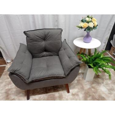Imagem de Kit 02 Poltrona Opala Com Fibra Siliconada Suede Cinza Escuro  -RV DEC