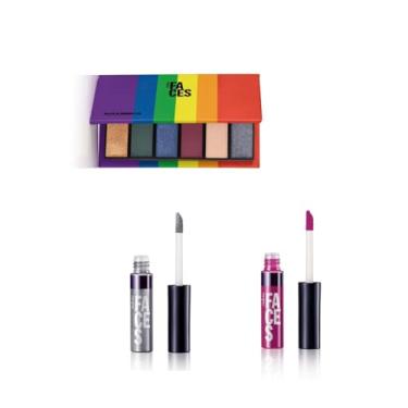 Imagem de Kit Batom Lip Tint Natura E Paleta De Sombras Faces Natura - Lip Tint Pink play e Glitter