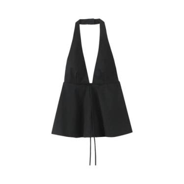 Imagem de Camiseta Sem Mangas Feminina Com Alças Listrada Costas Descobertas Est