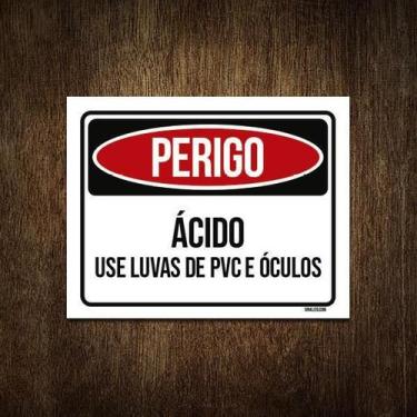 Imagem de Placa Sinalização - Perigo Ácido Use Luvas Pvc Óculos 36X46 - Sinalizo