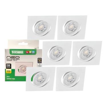 Imagem de Kit 6 Spot Led Neo Mr16 Embutir Quadrado 5w Taschibra 3000k